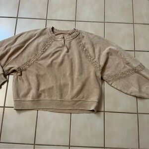Aerie Women's Hey Crochet
Sweatshirt Sz Small NWT! Mineral wash Beige